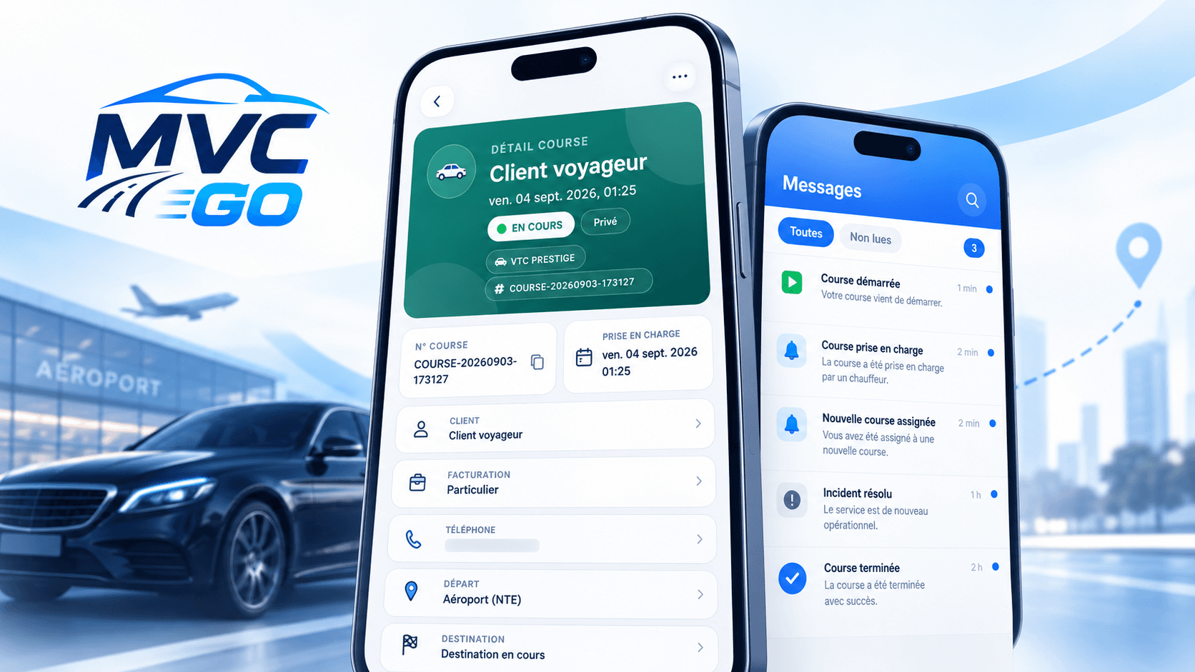 Interface MVC GO pour gérer une activité VTC