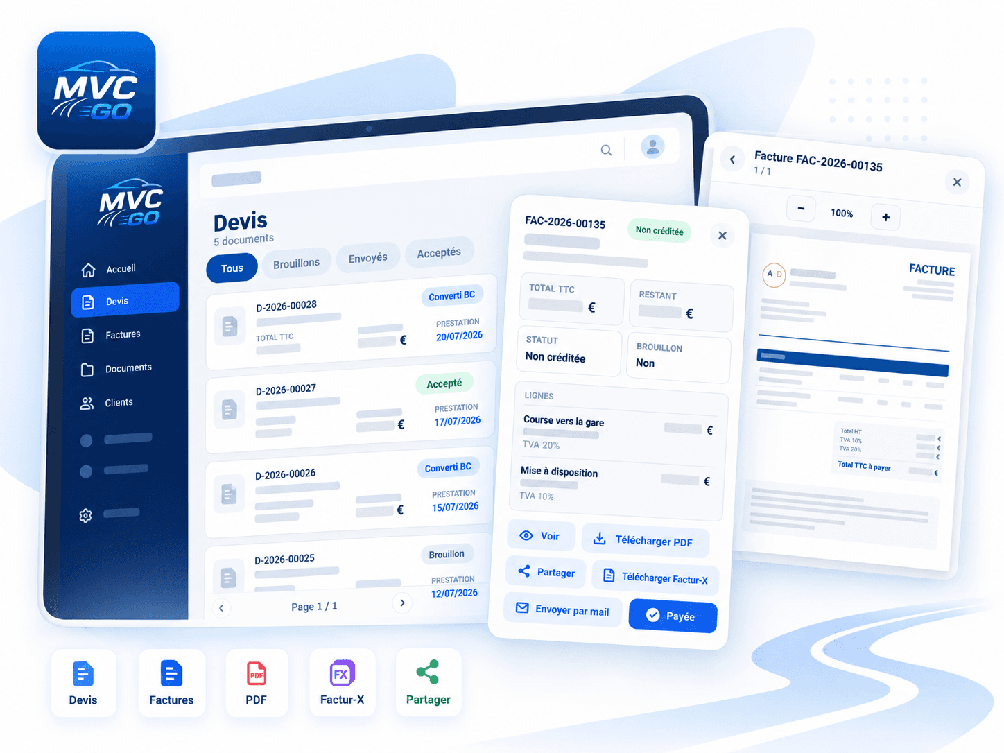 Devis et factures dans MVC GO